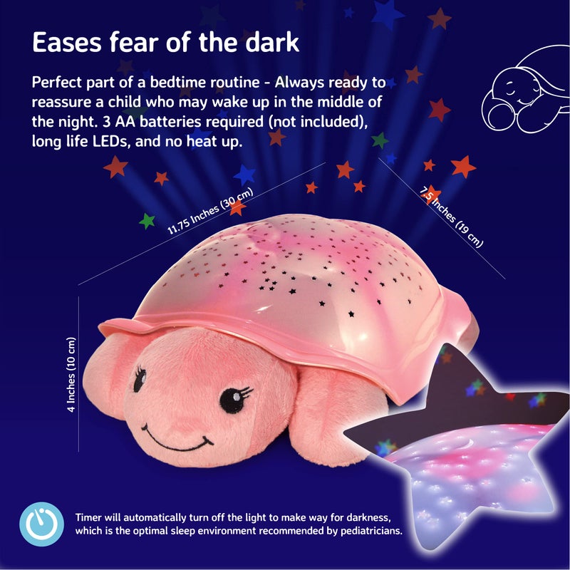 Cloud b Star Projector Nightlight with White Noise Soothing Sounds | Adjustable Settings and Auto-Shutoff | Twinkling Twilight Turtle - Pink - Image 5